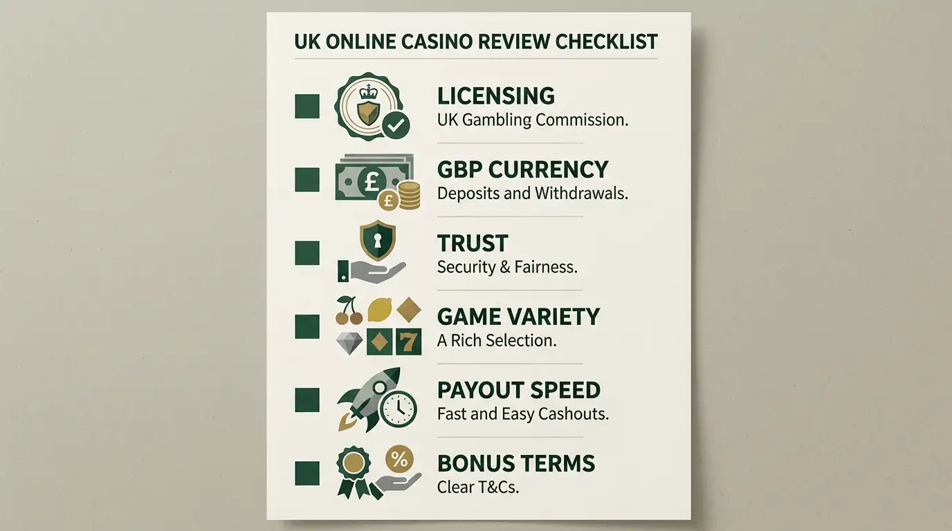 Checklist for reviewing a UK online casino