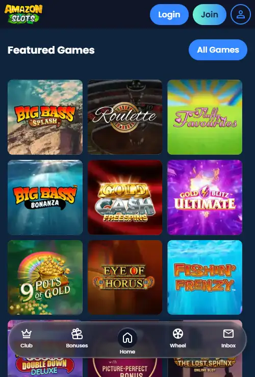 Amazon Slots mobile browser view